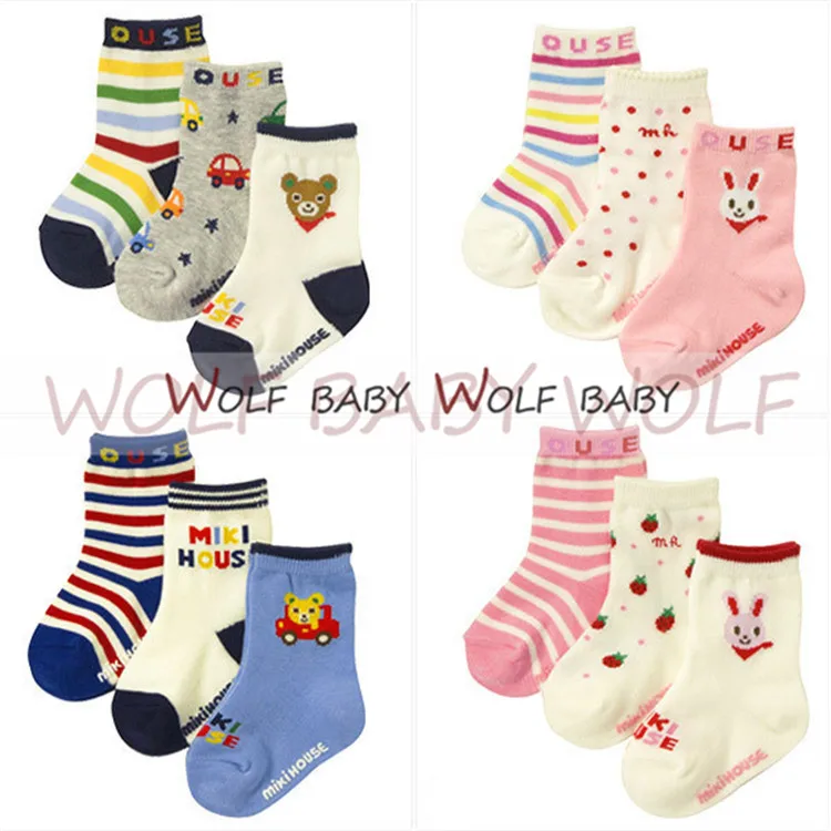 Retail 3pairs pack 1 4years socks cute patterns Kids infant Baby children Unisex Combed Cotton spring