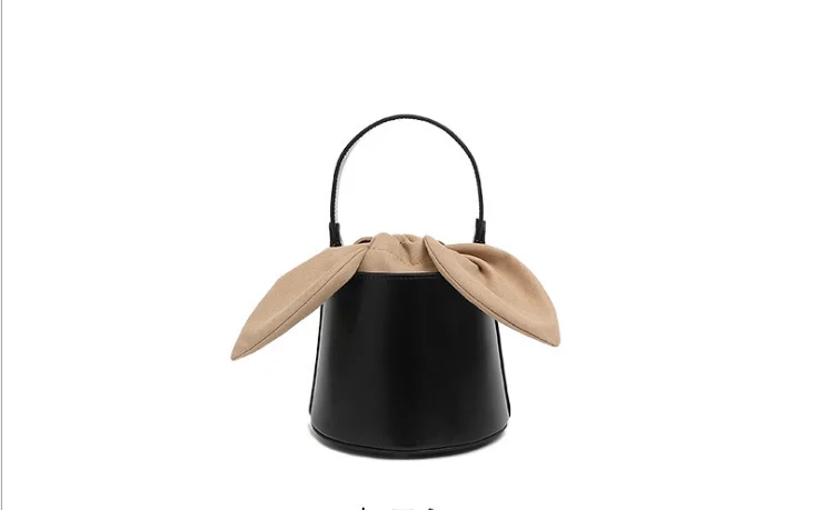 Niche design leather handbag bucket bag female 2019 new bow shoulder slung mobile handbag