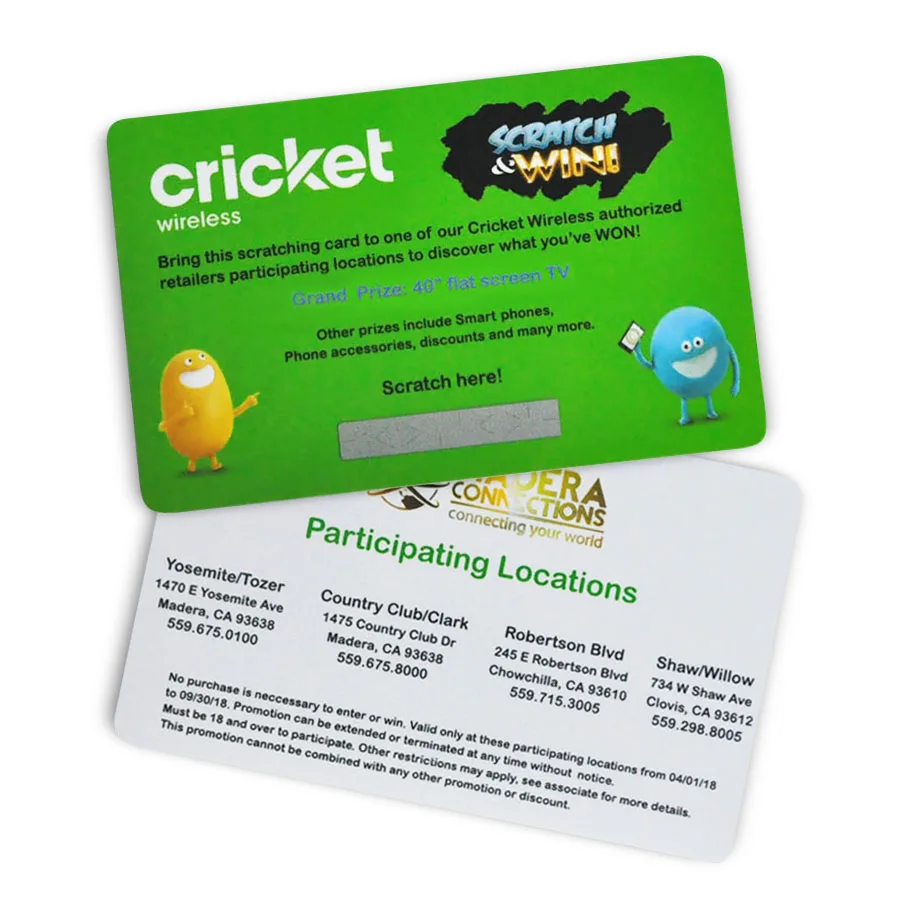 Prepaid scratch card for mobile phones recharge or lottery