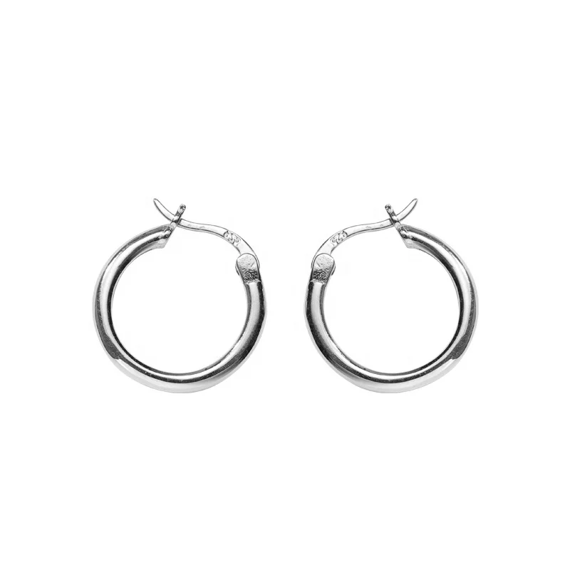 Custom Wholesale 925 Sterling Silver Simple Design Factory Price Gold Plated Circle Hoop Earrings