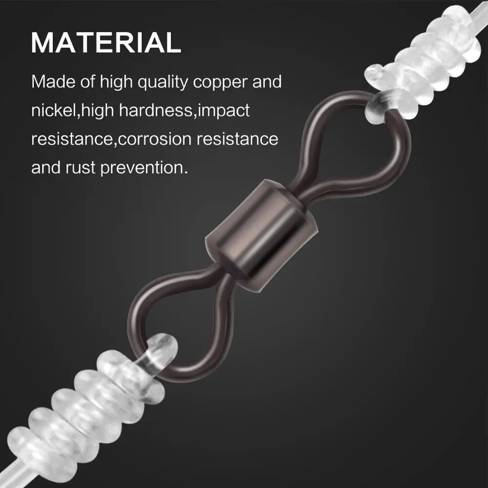 Wholesale Fast Rotation Fishing Rolling Barrel Swivel Fishing Hook Line Connector 10#-6/0 50pcs/set Carp Fishing Accessories