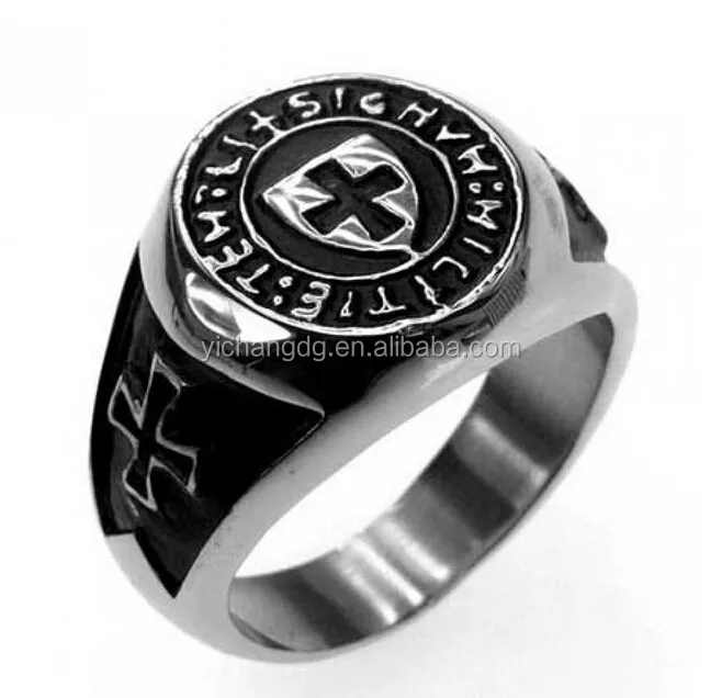 Stainless steel ring as a Masonic signet ring Knights Templar