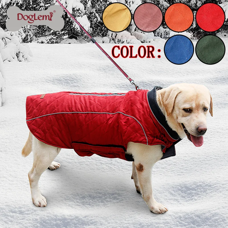 Hot selling luxury clothes Retro Design Bulk Big Dog Clothes Jacket Coat Quilted Reflective Pet Dog Cloth dog jacket