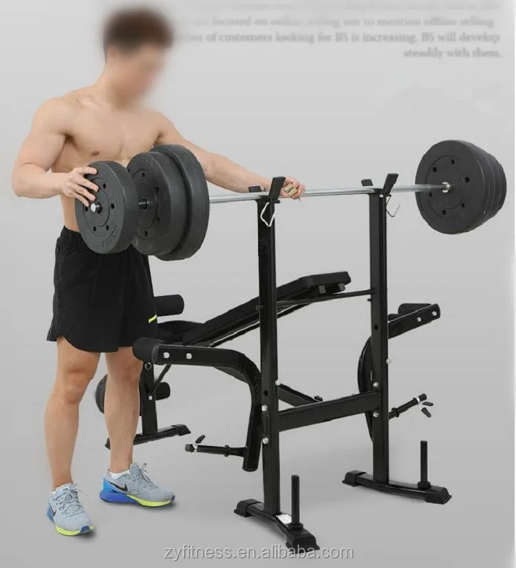
Gym barbell bench press adjustable with weight 