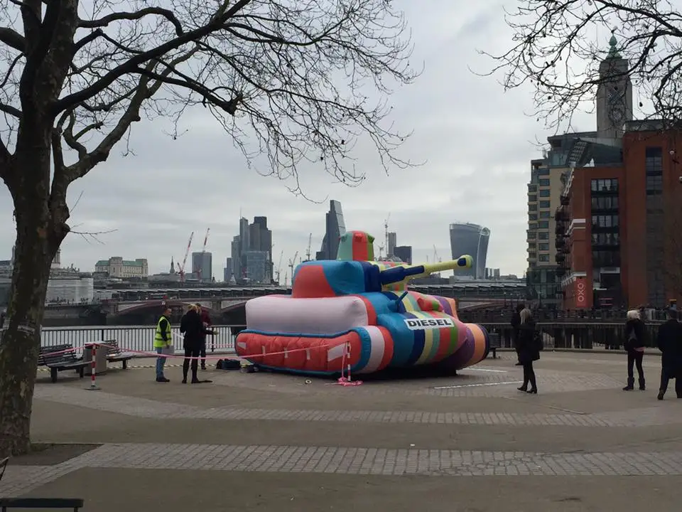 Rainbow color inflatable tank panzer model for advertisement or decorate