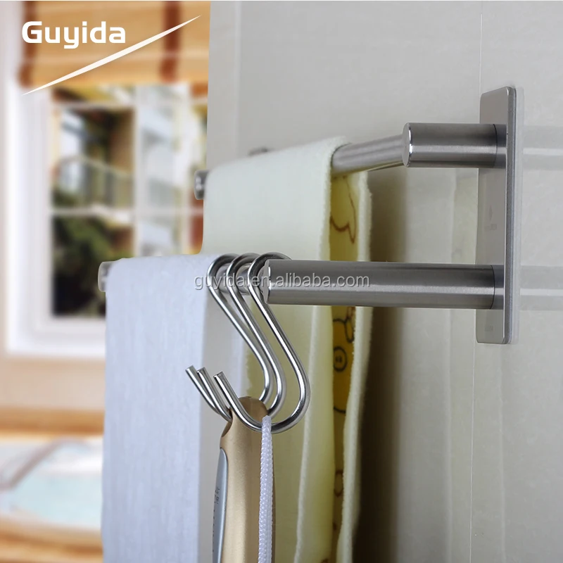 Бесплатные образцы без сверления винтов двойной держатель для полотенец из нержавеющей стали