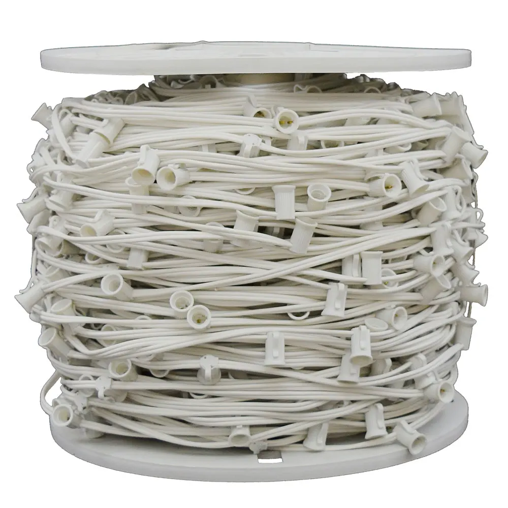 1000ft 12 inches Spacing Spt-1 spt-2 18AWG/2 Cords C9 Spool Socket Wire String Lights