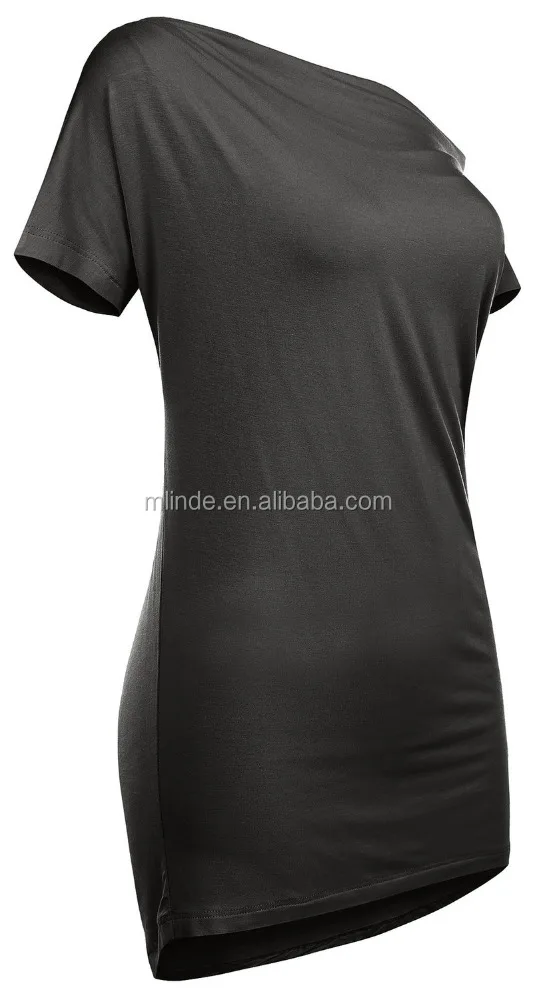 Alibaba Wholesale Custom Fashion Women One Shoulder Sexy Loose Tunic Tops for Leggings Convertible Ladies Blouse Shirt