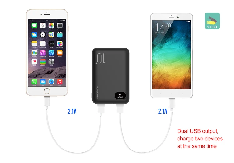 Best selling products  Customize logo portable Dual USB 10000mah LCD Indicator  mobile phone charger power bank