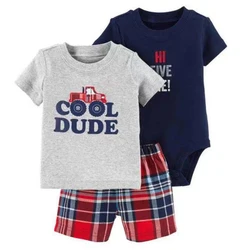 3pcs Wholesale 100% Cotton Animal Cute Bodysuits T-shirt Pants Newborn baby clothes