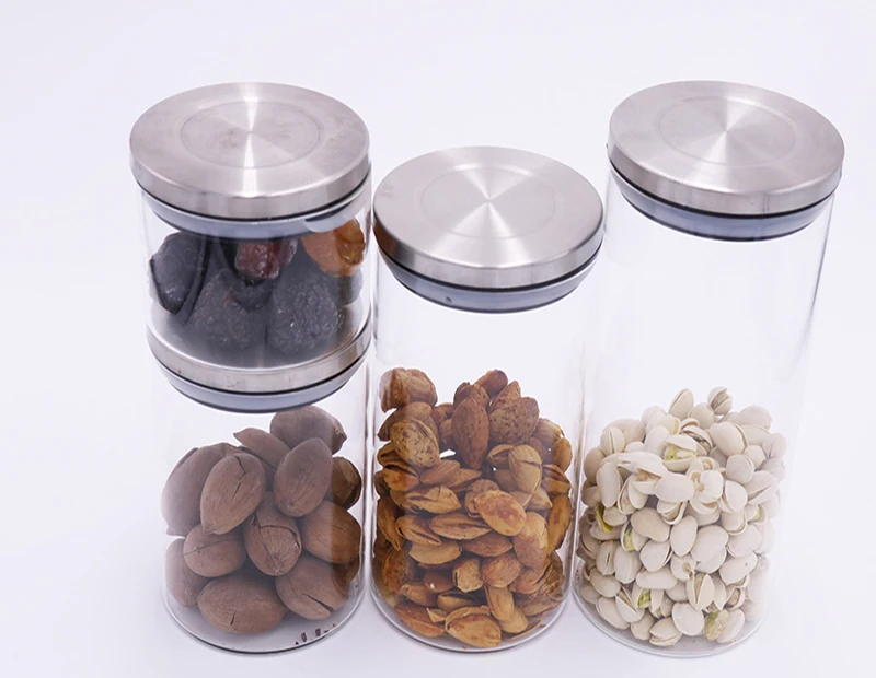 
Food grade glass jars for food packaging with stainless steel lids 