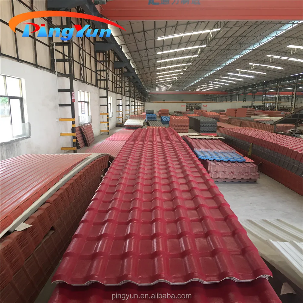 Spanish Roof Tile/roofing Shingles Prices for Warehouse/upvc Roof Cover Sheet ASA UPVC Plastic Roofing Tile PMMA or ASA Pingyun