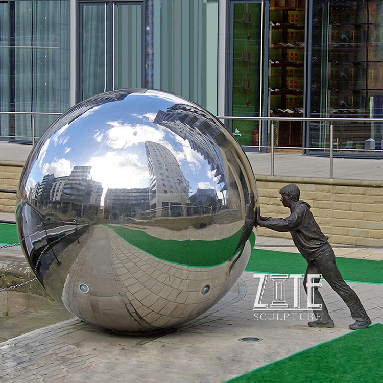 Modern Garden large famous mirror polished stainless steel sphere hollow ball sculpture