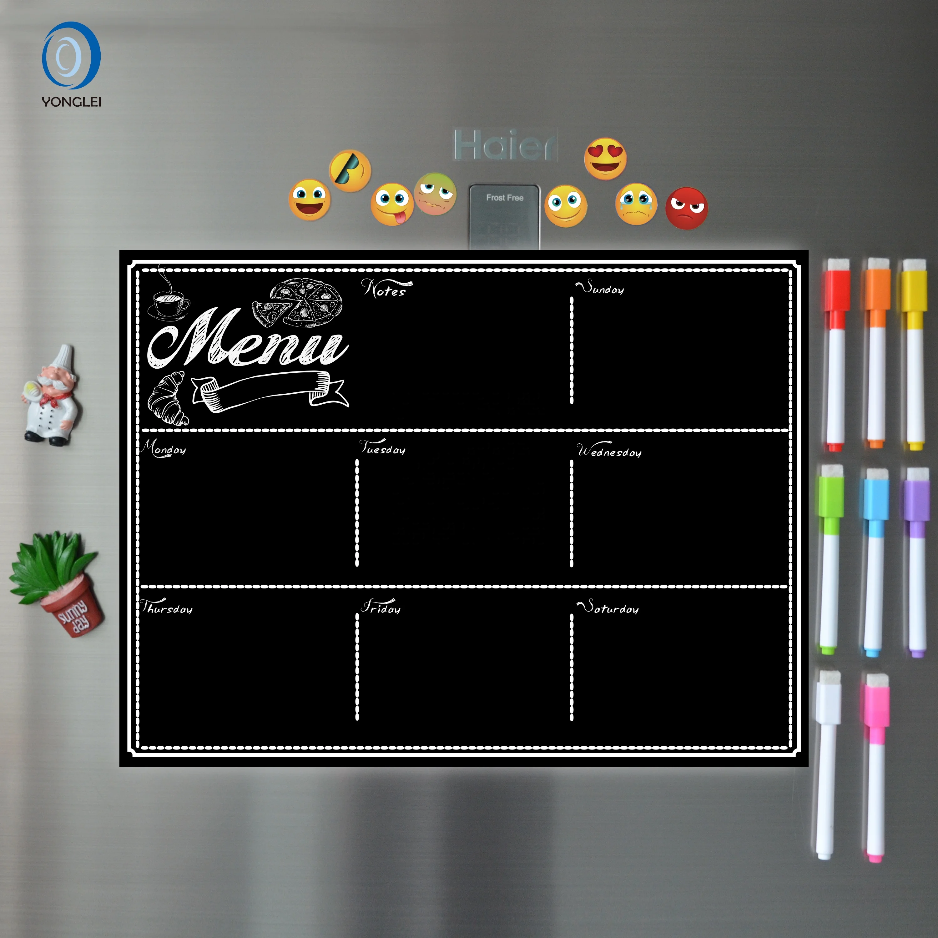 
9.8-1 Easy erasable refrigerator magnetic chalkboard weekly meal planner magnetic boards for kitchen 