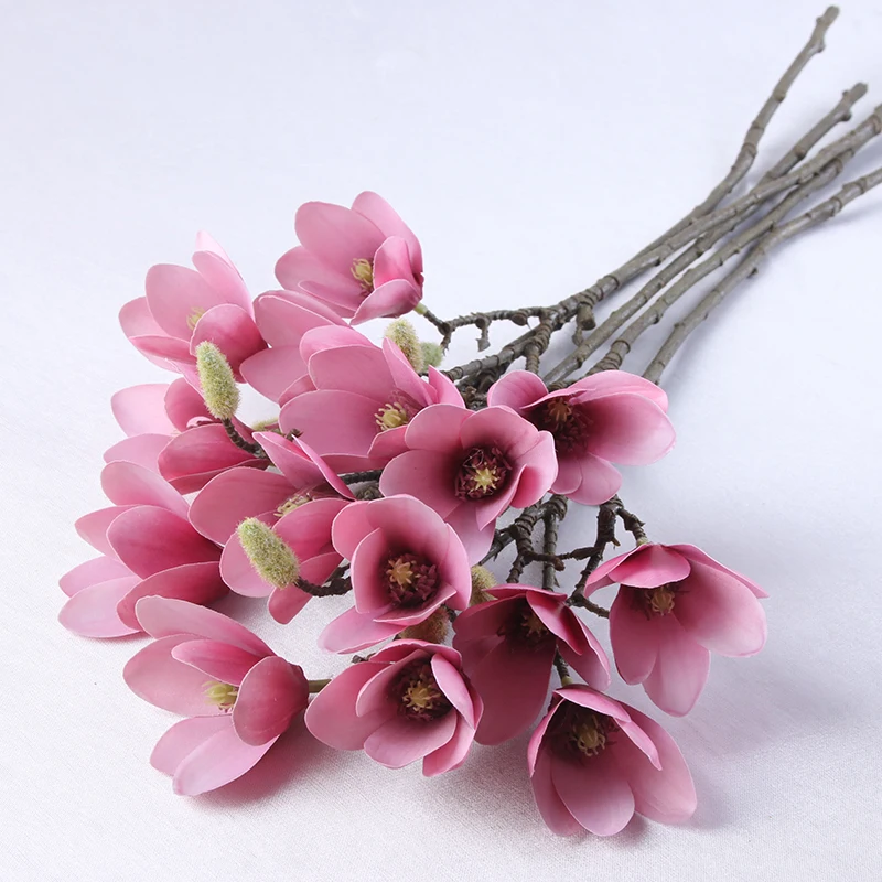 real touch magnolia artificial flower with short stem mini magnolia