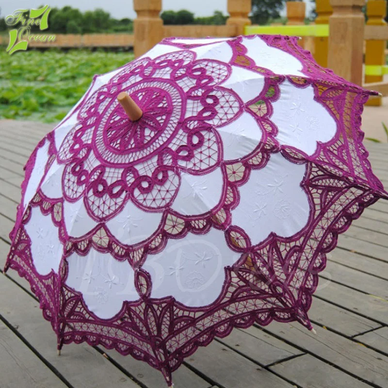 Direct Sale Hot Sale Fashion Popularity Ivory White Summer Wedding Umbrella Lace