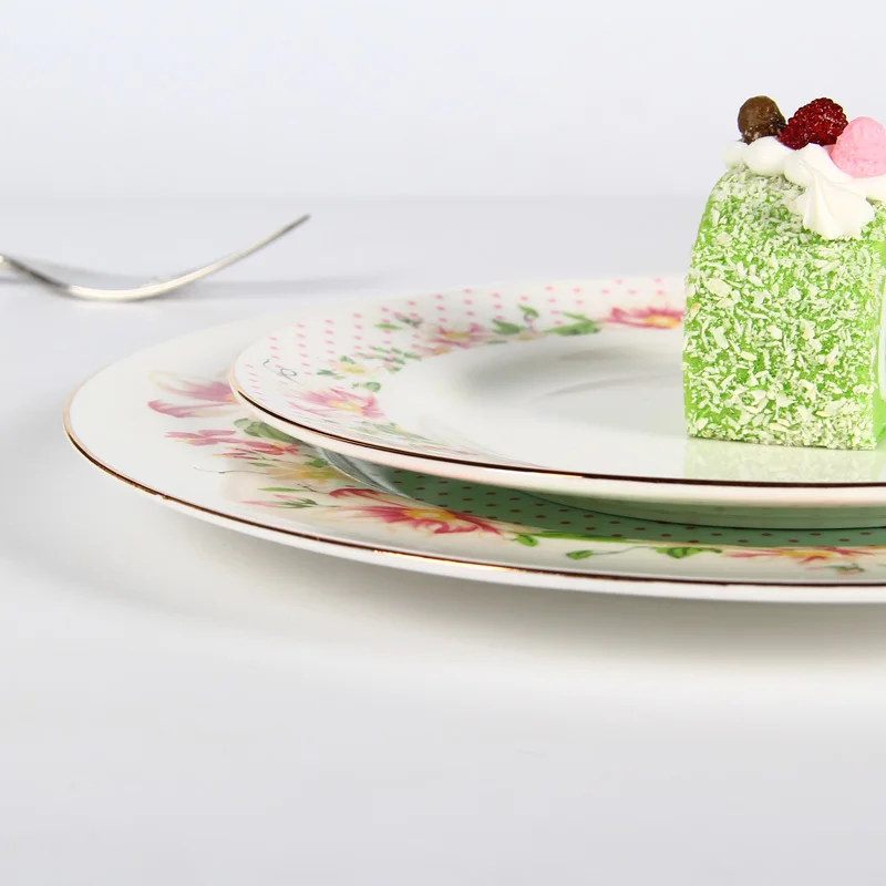 Flower modern design ceramic porcelain bone china plate for hotel restaurant and home use