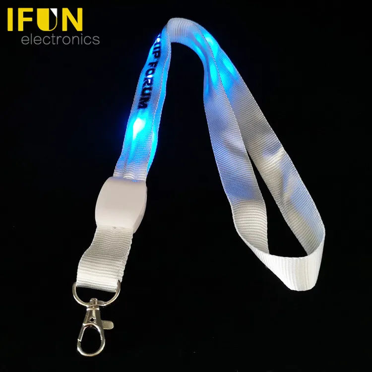 Hot Selling OEM Custom Printing Conference Parties Fabric Remote Controlled Flashing Light Up LED Lanyard