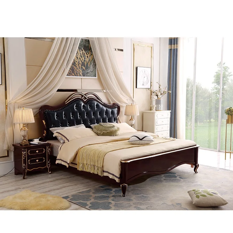 High Quality OEM Bed Furniture Room Set Double Designs in Wood Smart