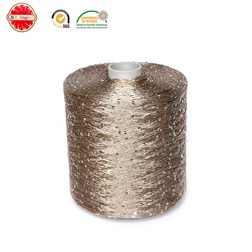 
high quality polyester sequins twisted yarn for knitted 