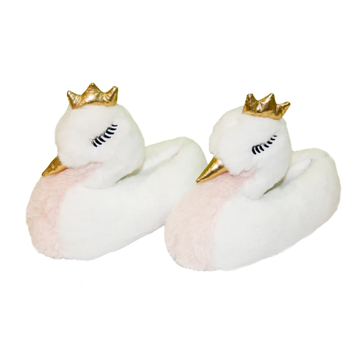 Детские домашние тапочки из искусственного меха, зимние тапочки, пушистый лебедь, оптовая продажа, тапочки для девочек