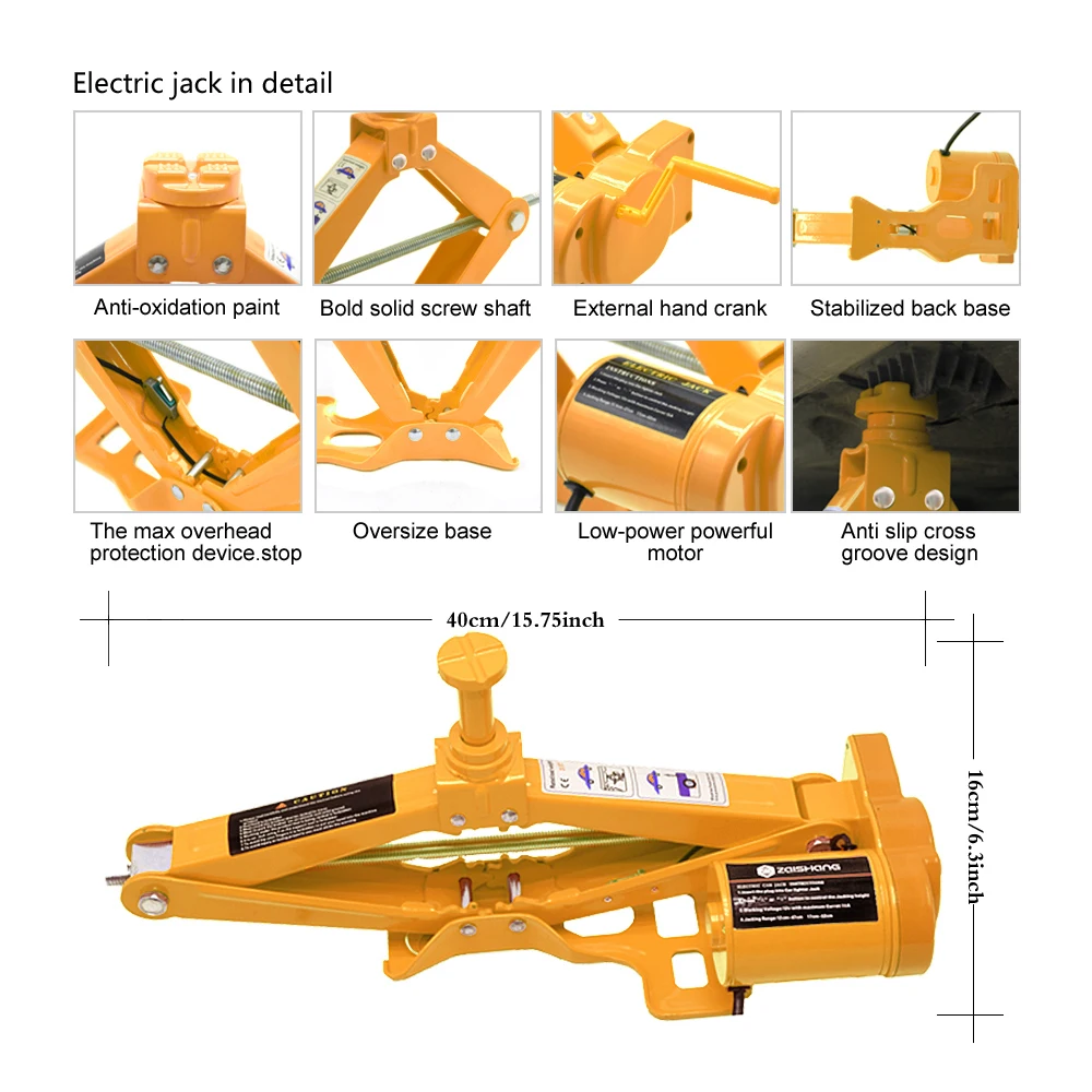 
China wholesale automatic electronic car lifting 3T 42cm 3 in 1 electric scissor jack suit 