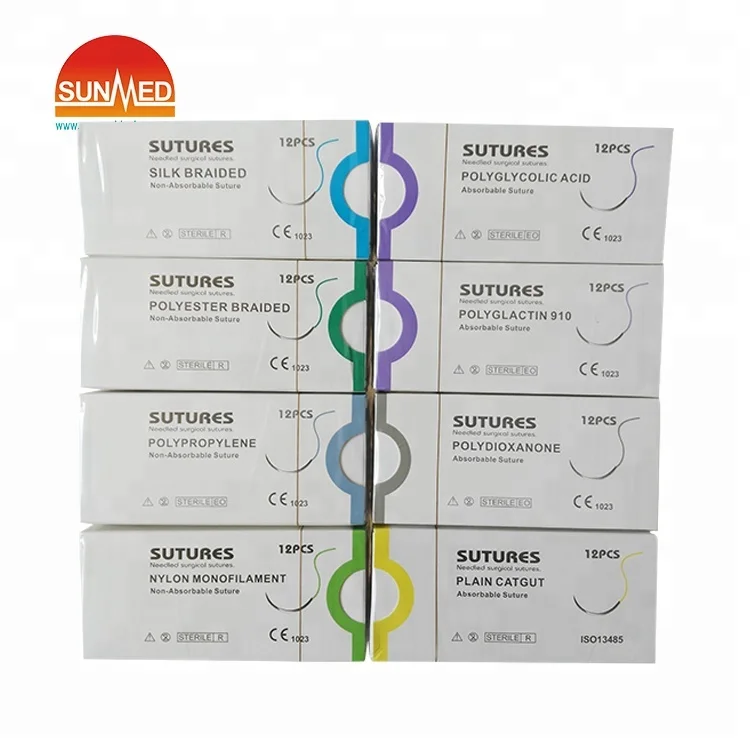 
all kinds of surgical sutures medical sterile absorbable non-absorable braided twisted monofilament undyed dyed USP6/11/0 