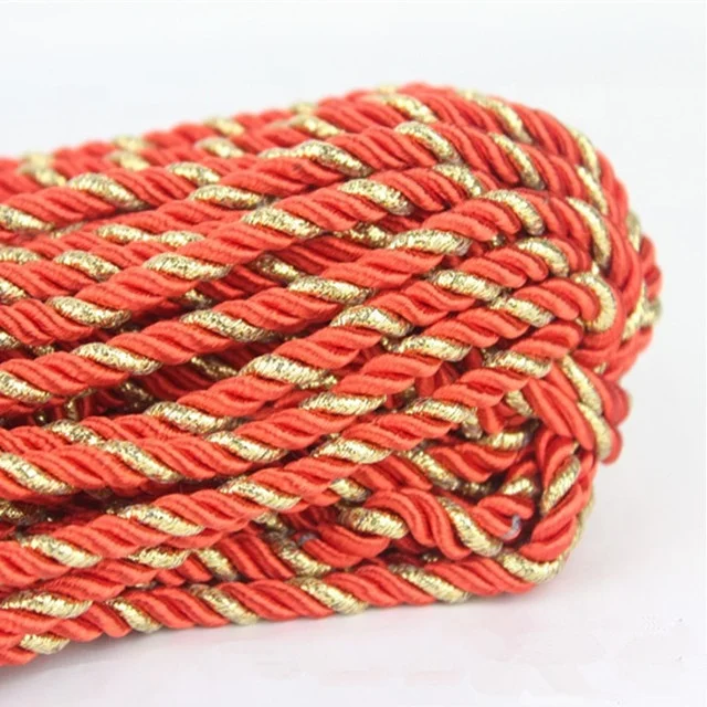5mm  gold silver twisted cord  3 strands rope  paper bag rope handle