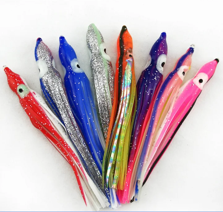 Soft Squid jig trolling Skirt lure 5cm 6cm 7cm 10cm 12cm 15cm 5pcs Luminous Artificial Octopus Fishing Lure