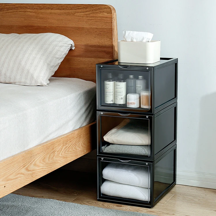 12 Pack Clear Stackable Organizer Empty Boxes Slide Shoe Box