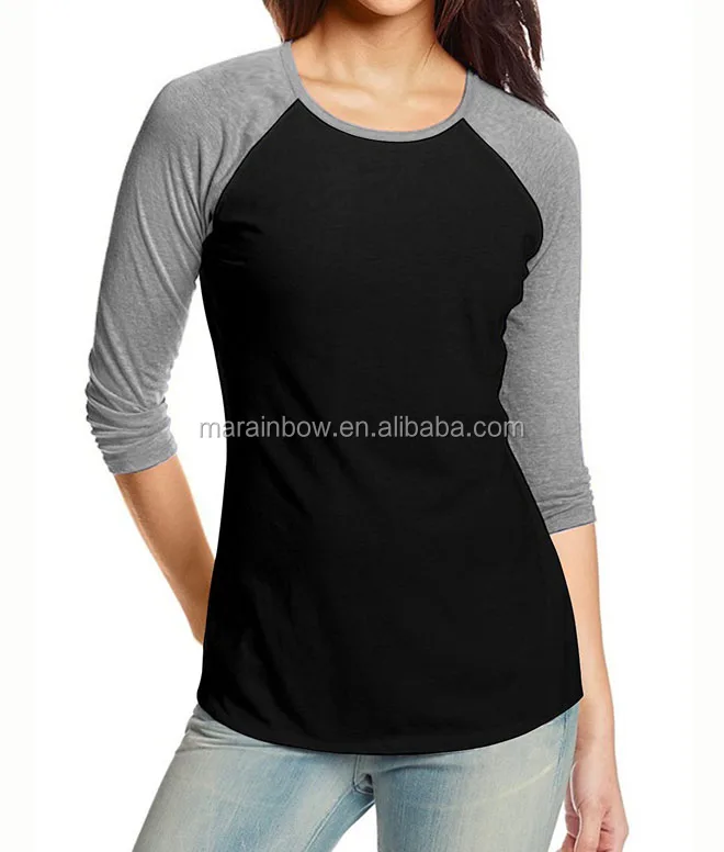 Лидер продаж, Женская Повседневная футболка с рукавом 3/4, бейсбольная Футболка реглан, Джерси, футболка контрастных цветов