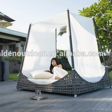 Уличная мебель из ротанга плетеная кушетка с навесом (DH-9578-1)