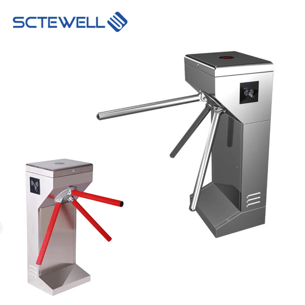 Factory Price Relay Signal Infrared Detecting Remote Control Retractable Vertical Tripod Turnstile Gate with Rfid Card Reader