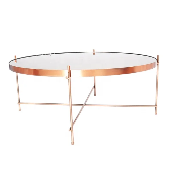 
Modern wholesale custom fashion tinted mirror metal frame coffee table 