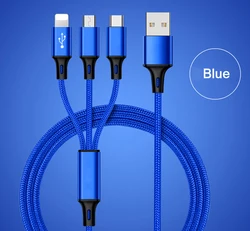 3 IN 1 USB Cable 8Pin Micro USB Charger Cable For iPhone 10/ x 8 7 6 6S Plus USB-C Android Phone Cables