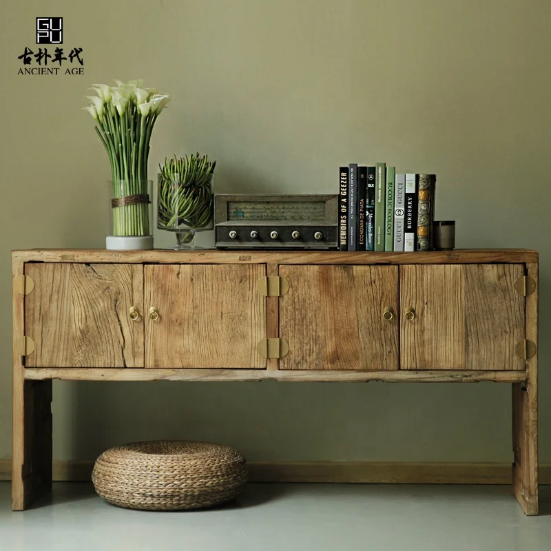 Console reclaimed elm hardwood furnitrue Chinese home console antique shabby chic console table natural wood shabby chic console