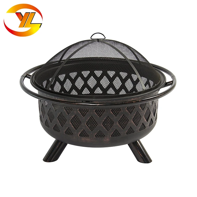 Round shaped outdoor safty cover steel bowl brazier antique fire pit