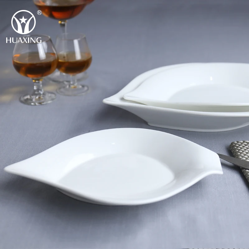 dinnerware restaurant wholesale ceramic leaf shape dish plate for snack food