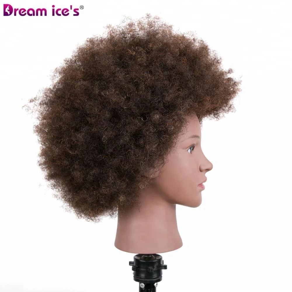 Wholesale African Barber Men Braiding Practice Hairdresser Training Doll Head,Human Curly Hair Styling Afro Male Mannequin Head