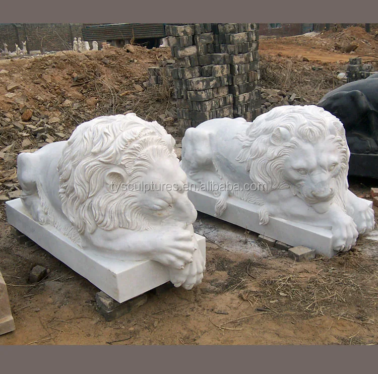 Best selling european style white small lion statue for garden ornament