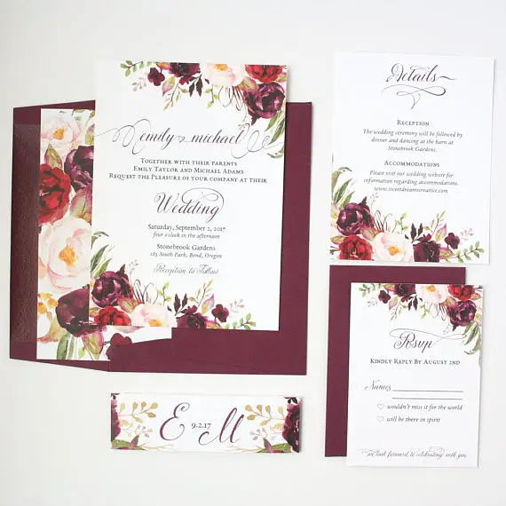Letterpress RSVP cards wedding invitation