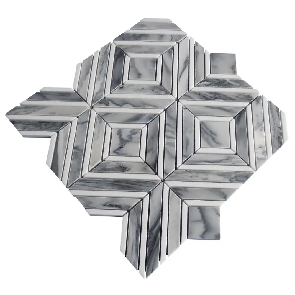 New design White and basket weave Italy Gray marble , grey and white mosaic China Supply