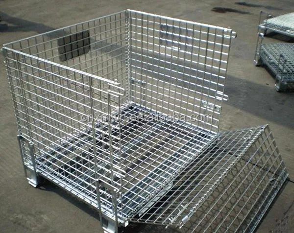 Wire Mesh Cage Type and Heavy Duty Scale storage boxes & bins,Stackable Steel Industrial Storage Pallet Cage