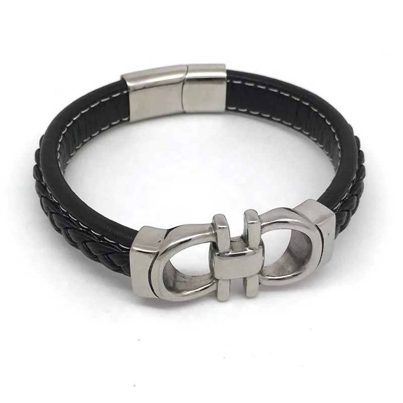 Stainless Steel Jewelry Leather Bracelet Wholesale