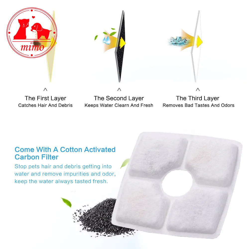 4pcs/box Pet Dog Square Drinker Filter Water Fountain Filter Activated Carbon For Dog Cat Automatic Water Feeder Accessories