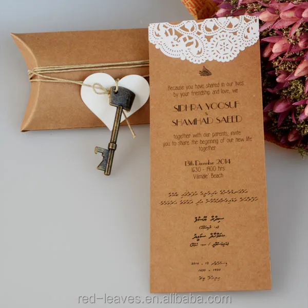 New style kraft paper card handmade wedding invitations cards