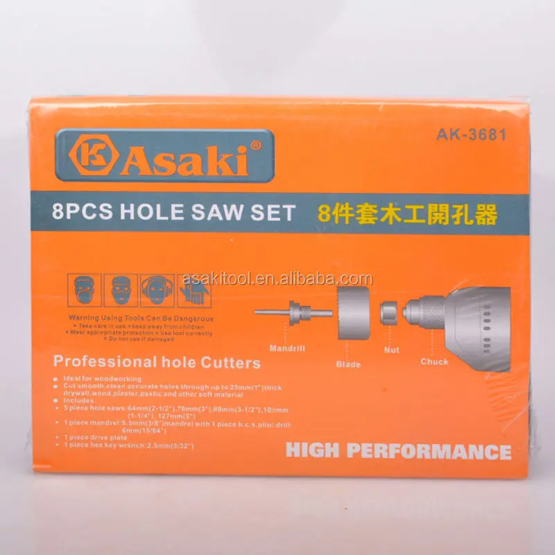 8 PCS Metal hole saw set wood cutter for wood working