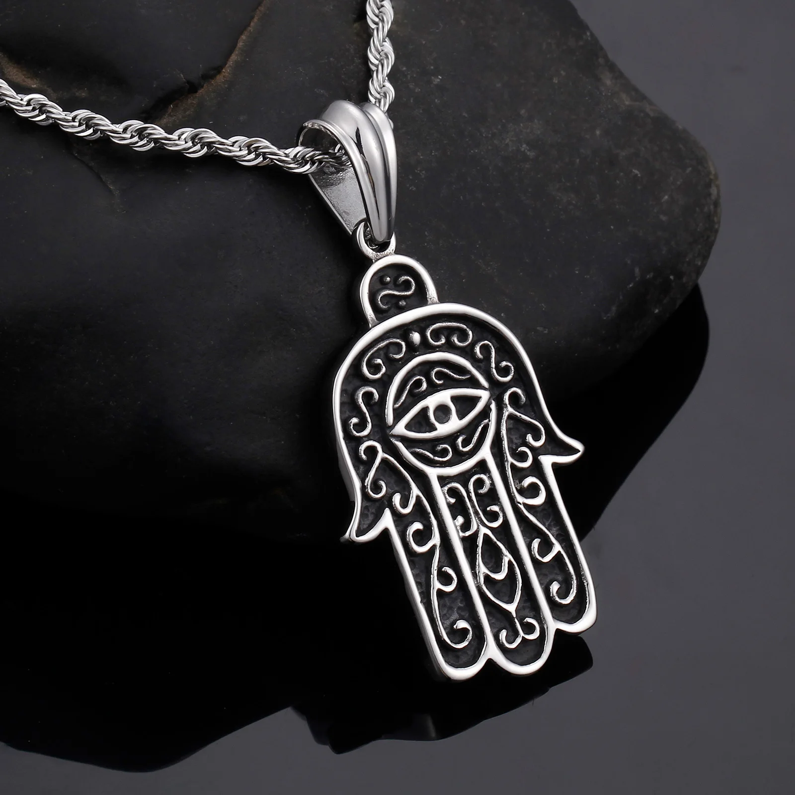 Guangzhou Wholesale Jewelry Accessories Fatima Hand of God Pendant Necklace For Men
