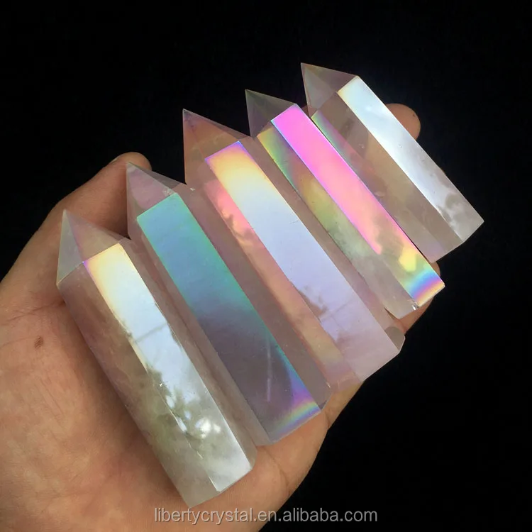 Wholesale Angel Aura Rose Quartz Electroplating Crystal Point