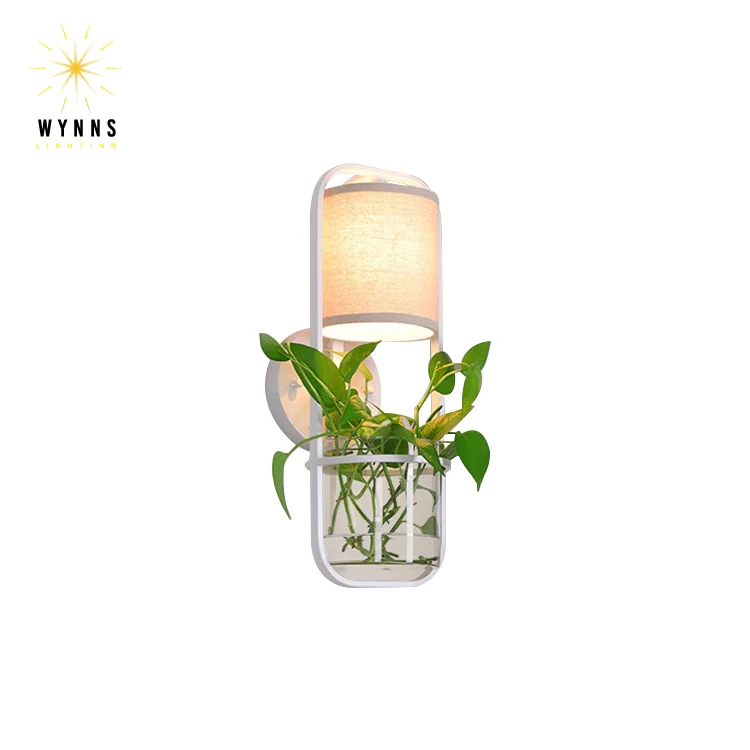 Modern Nordic Design LED Wall Lamps Fancy Bedroom Bedside Sconces with Glass Shade and Plants Interior Lighting Bracket